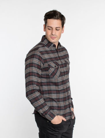 Men's Black & Charcoal Flannel Button Down - Small & Medium Left