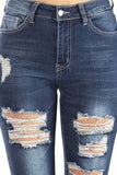 High Waisted Mid Wash Distressed Jeans