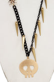 Skull Pendant and Spikes Necklace
