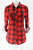 Red and Black Plaid Button Down