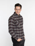 Men's Black & Charcoal Flannel Button Down