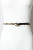 Snake Print Double Ring Skinny Belt